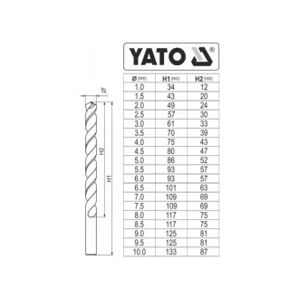 YATO Set de burghie elicoidale din 19 piese 1-10 mm HSS Co