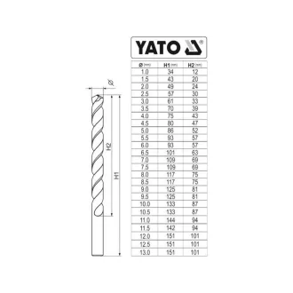 YATO Set de burghie elicoidale 25 piese 1-13 mm HSS Co