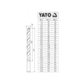 YATO Set de burghie elicoidale 25 piese 1-13 mm HSS Co