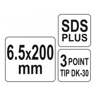 YATO Burghiu pentru rocă 6,5 x 200/130 mm SDS-Plus