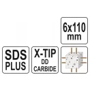 YATO Burghiu pentru stâncă 6 x 110/50 mm cu patru tăișuri SDS-Plus