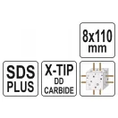 YATO Burghiu pentru piatră 8,0 x 110/50 mm cu patru tăișuri SDS-Plus