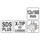 YATO Burghiu pentru rocă 12 x 160/100 mm cu patru margini SDS-Plus