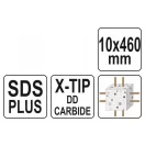 YATO Burghiu pentru roci 10 x 460/375 mm cu patru tăișuri SDS-Plus