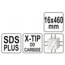 YATO Burghiu pentru piatră 16 x 460/375 mm cu patru tăișuri SDS-Plus