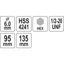 YATO Burghie de centrare pentru tăietor circular 10 mm 1/2" HEX