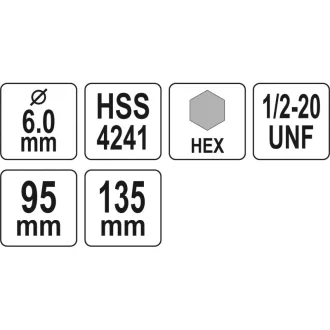   YATO Burghie de centrare pentru tăietor circular 10 mm 1/2" HEX