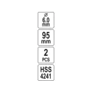 YATO Burghiu de centrare pentru decupator circular 6 x 95 mm (2 buc)