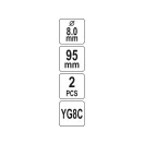 YATO Burghiu pentru centrare, pentru tăietor circular 8 x 95 mm (2 buc)