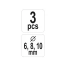 YATO Set de burghie cu limitator de adâncime, set de 3 bucăți 6, 8, 10 mm