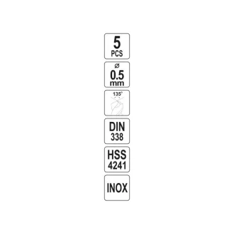   Burghiu elicoidal YATO 0,5 x 22/6 mm inox HSS Premium (5 buc)