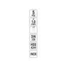 YATO Burghiu elicoidal 1,0 x 34/11 mm inox HSS Premium (5 buc)