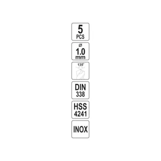   YATO Burghiu elicoidal 1,0 x 34/11 mm inox HSS Premium (5 buc)