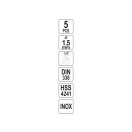 YATO Burghie elicoidale 1,5 x 40/18 mm inox HSS Premium (5 buc)