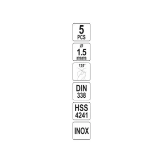   YATO Burghie elicoidale 1,5 x 40/18 mm inox HSS Premium (5 buc)