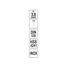 YATO Burghiu elicoidal 3,0 x 61/34 mm inox HSS Premium