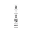 YATO Burghiu elicoidal 5,0 x 86/52 mm inox HSS Premium