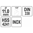 YATO Burghiu elicoidal 11,0 x 142/95 mm inox HSS Premium