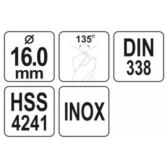 YATO Burghiu elicoidal 16,0 x 176/122 mm inox HSS Premium
