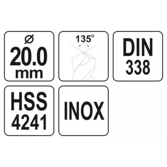 YATO Burghiu elicoidal 20,0 x 205/140 mm inox HSS Premium