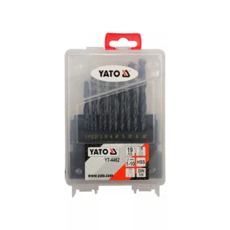 YATO Set de burghie elicoidale 19 piese 1-10 mm HSS