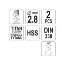YATO Burghiu elicoidal 2,8 x 61/33 mm HSS-TiN (2 buc)