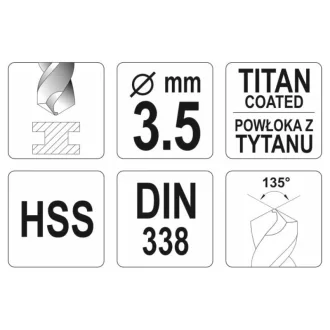 YATO Burghiu elicoidal 3,5 x 70/39 mm HSS-TiN