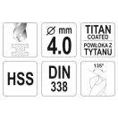 YATO Burghiu elicoidal 4,0 x 75/43 mm HSS-TiN