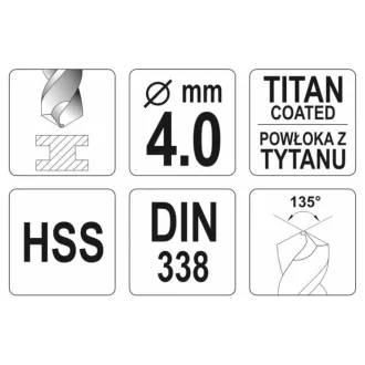 YATO Burghiu elicoidal 4,0 x 75/43 mm HSS-TiN
