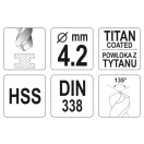 YATO Burghiu 4,2 x 75/43 mm HSS-TiN