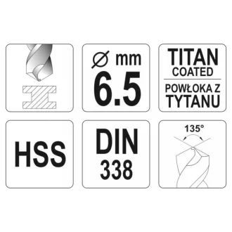 YATO Burghiu elicoidal 6,5 x 101/63 mm HSS-TiN