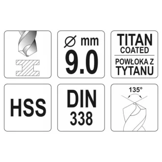 YATO Burghiu elicoidal 9,0 x 125/81 mm HSS-TiN