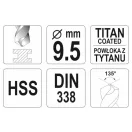 YATO Burghiu cu spirala 9,5 x 125/81 mm HSS-TiN