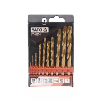 YATO Set de burghie elicoidale 10 buc 1-10 mm HSS-TiN