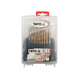 YATO Set de burghie elicoidale 19 piese 1-10 mm HSS-TiN