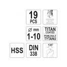 YATO Set de burghie elicoidale 19 piese 1-10 mm HSS-TiN