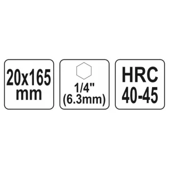 Burghiu pentru lemn YATO 20 x 165 mm cu prindere pentru bit