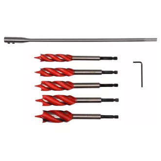   YATO Set de burghie pentru lemn, 7 piese, cu prindere tip bit (16-18-20-22-25 mm), 165 mm