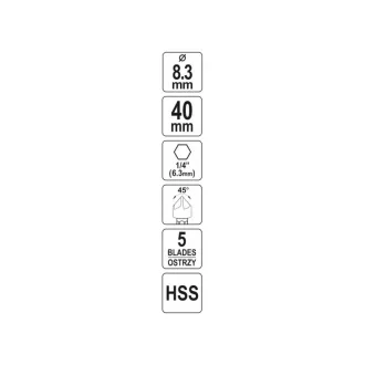   YATO Scufundare conică pentru metal HSS cu prindere de 8,3 mm