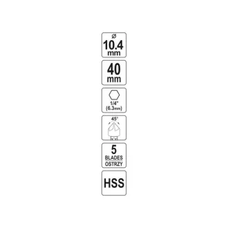   YATO Scufundare conică pentru metal HSS cu prindere de 10,4 mm
