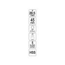 YATO Scufundare conică pentru metal HSS cu prindere de 20,5 mm
