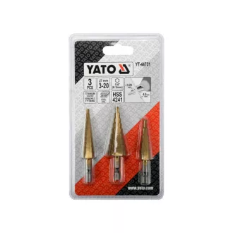 Set de burghie YATO Step din 3 piese nitrură de titan HSS
