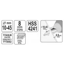 Burghiu pas YATO 10-45 mm 8 trepte HSS nitrura de titan