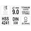 YATO Burghiu elicoidal 9,0 x 125/81 mm, cu mandrină HSS-TiN