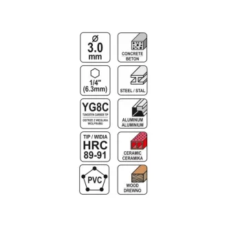   YATO Burghiu universal 3,0 x 85/30 mm cu prindere pentru biți