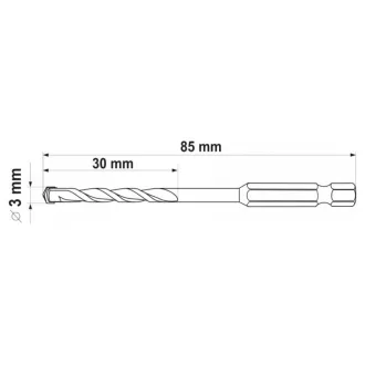   YATO Burghiu universal 3,0 x 85/30 mm cu prindere pentru biți