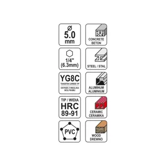 YATO Burghiu universal 5,0 x 85/30 mm cu prindere de bit