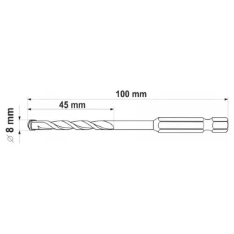 YATO Burghiu universal 8,0 x 100/45 mm cu prindere bit