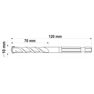 YATO Burghiu universal 10,0 x 120/70 mm cu prindere bit