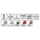 YATO Set universal de burghie 5 bucăți 4-10 mm prindere de bit